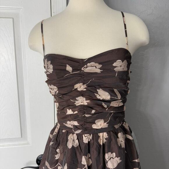 Charles Henry Floral Print Sleeveless Midi Sundress, Brown, L - Picture 5 of 8